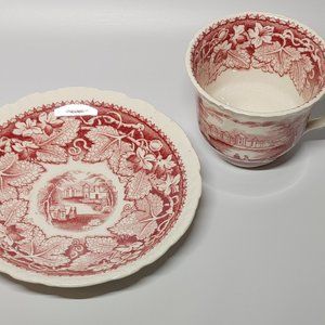 Vintage Mason's Vista Ironstone China Cup and Saucer red Made in England